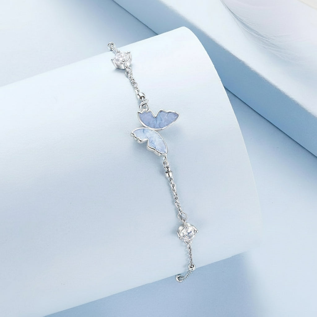 Pulseira "Borboleta Azul" em Prata 925