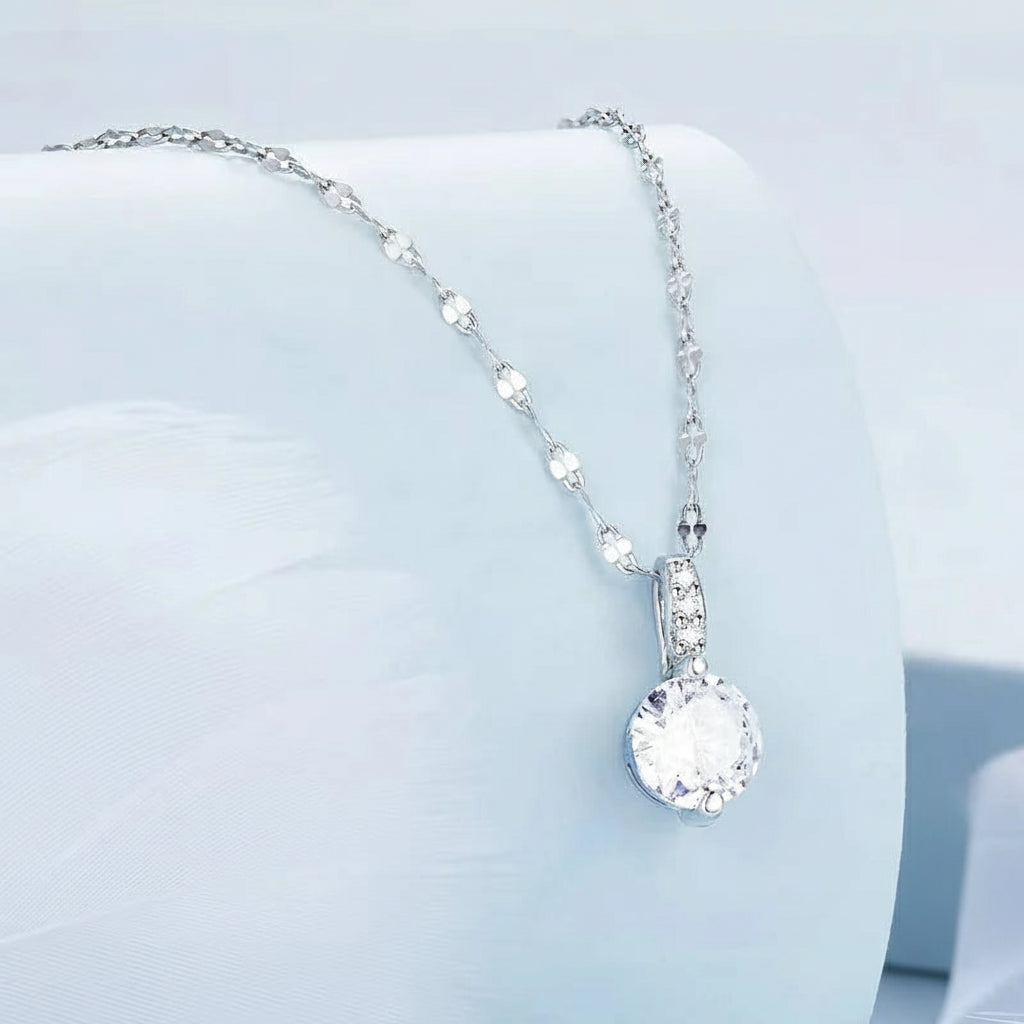 Colar “Pingente Cravejado” em Prata 925