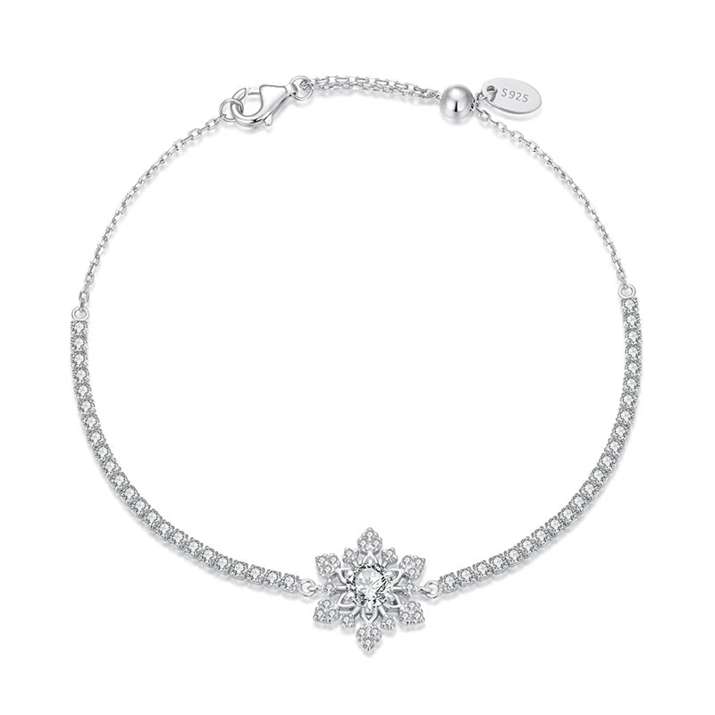 Pulseira “Floco de Neve Cravejado” em Prata 925