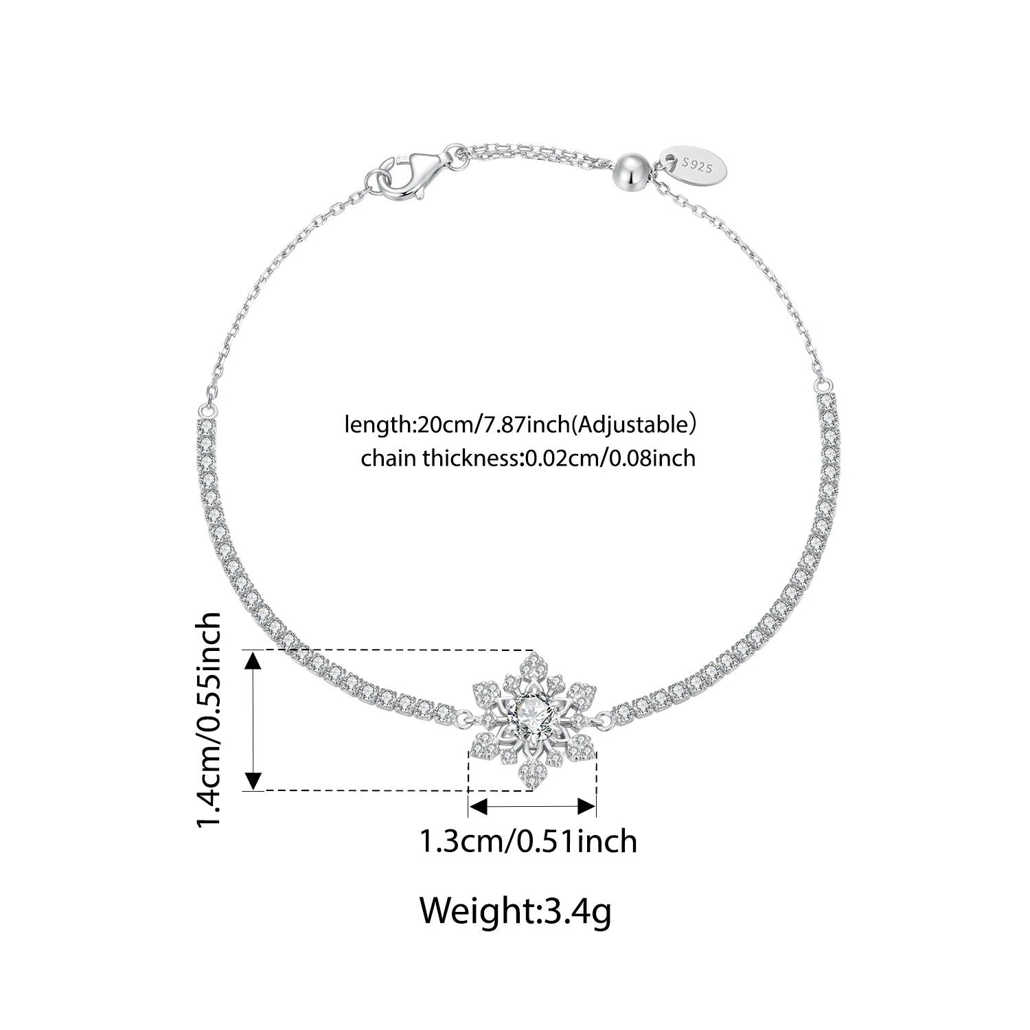 Pulseira “Floco de Neve Cravejado” em Prata 925