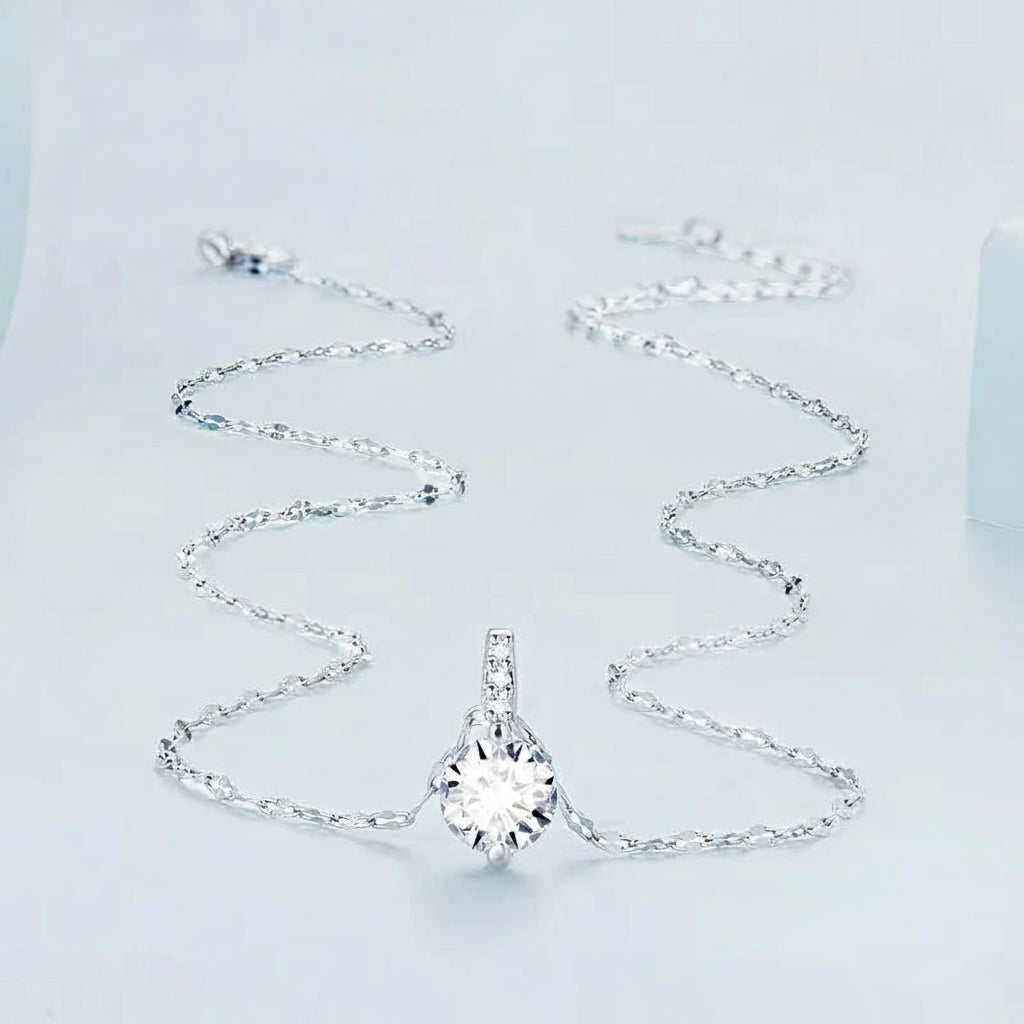 Colar “Pingente Cravejado” em Prata 925