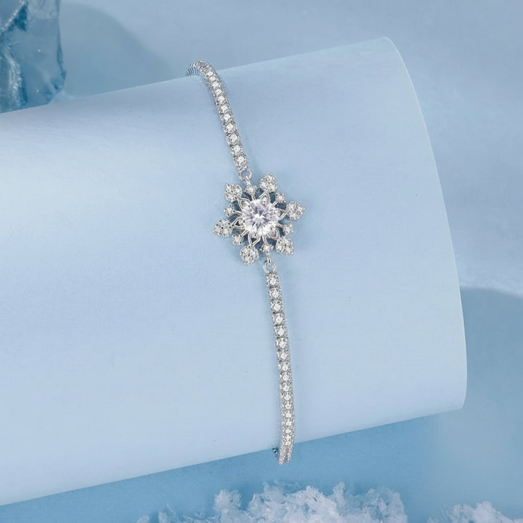 Pulseira “Floco de Neve Cravejado” em Prata 925