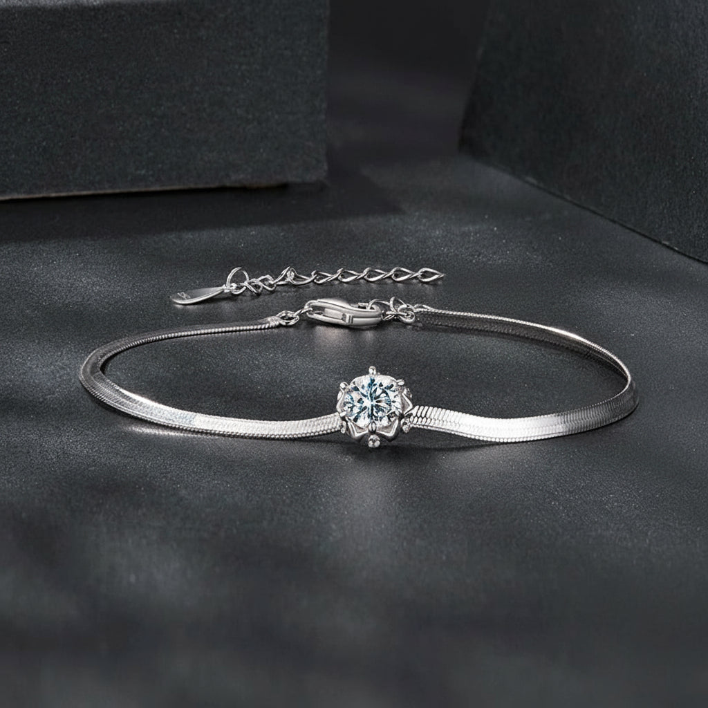 Pulseira “Flor Prateada” em Prata 925