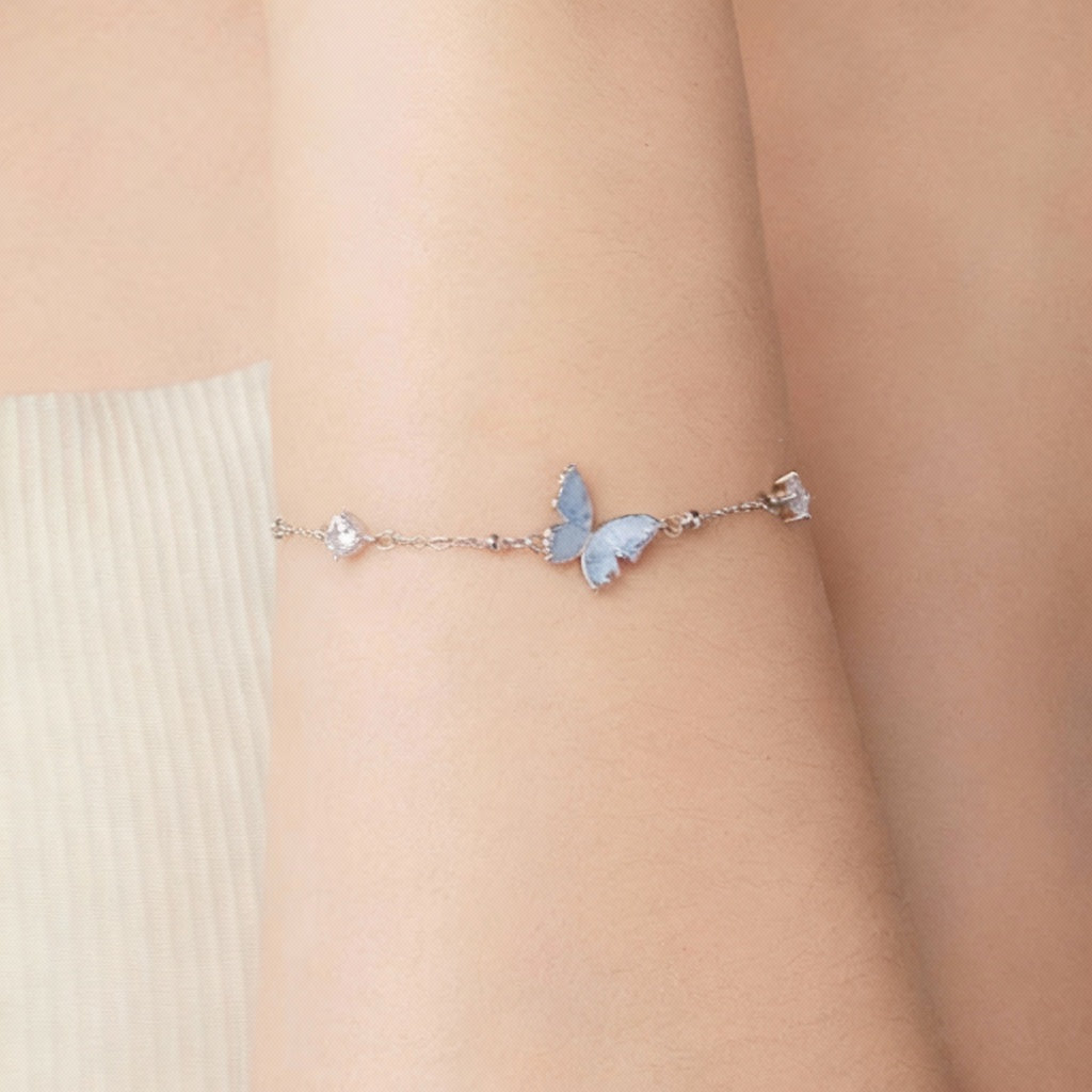 Pulseira "Borboleta Azul" em Prata 925