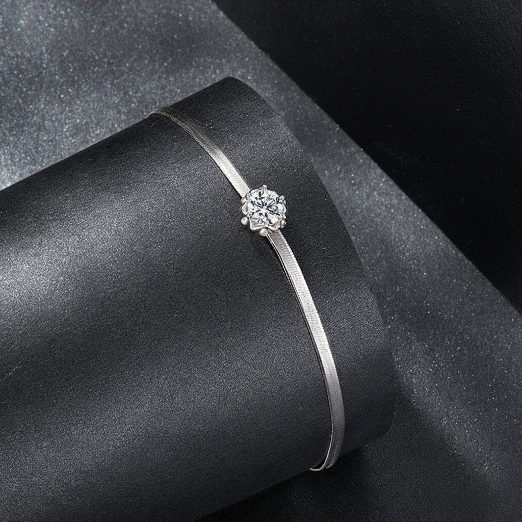 Pulseira “Flor Prateada” em Prata 925